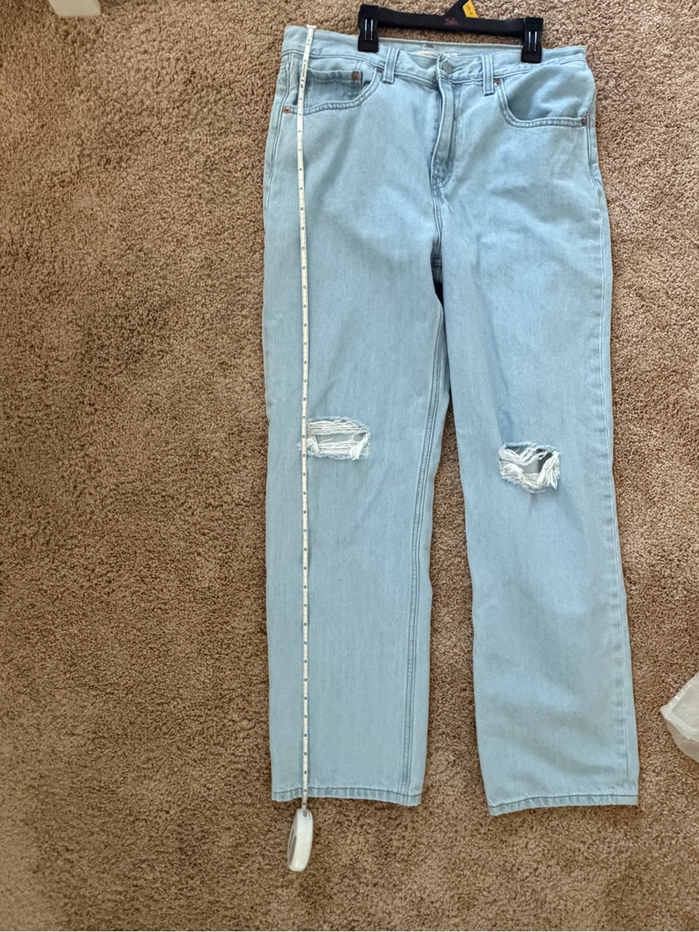 Levi’s Low Pro Straight Leg Light Wash Denim Jeans Size 30 Ripped Knees 30x30 - Picture 12 of 13